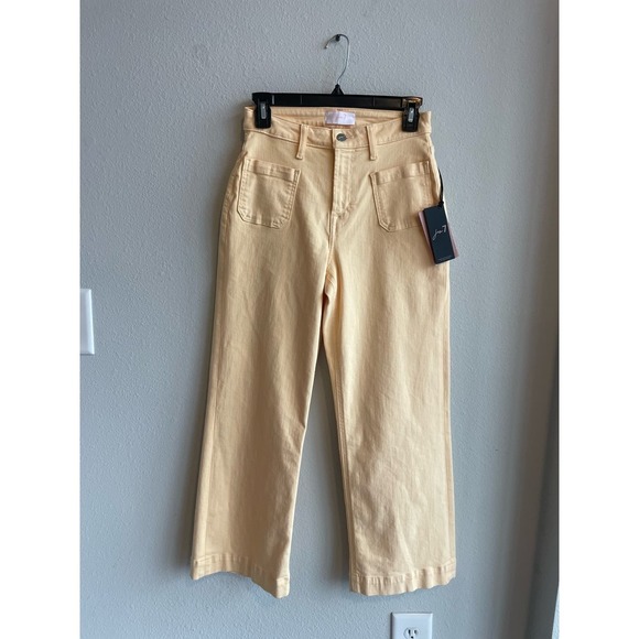 JEN7 by 7 For All Mankind Patch Pocket Mid Rise Crop Wide Leg Jeans Size 2 - Picture 3 of 11